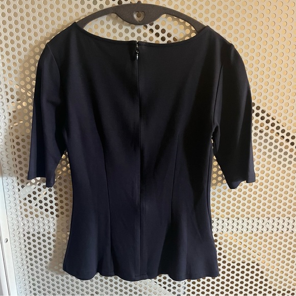 Ann Taylor Boat Neck Short sleeve Hip Length top Size XS in Black - Picture 4 of 10